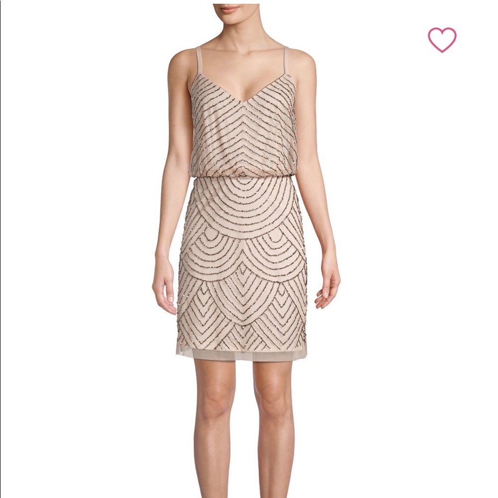 Adrianna Papell Beaded Blouson Sheath Dress